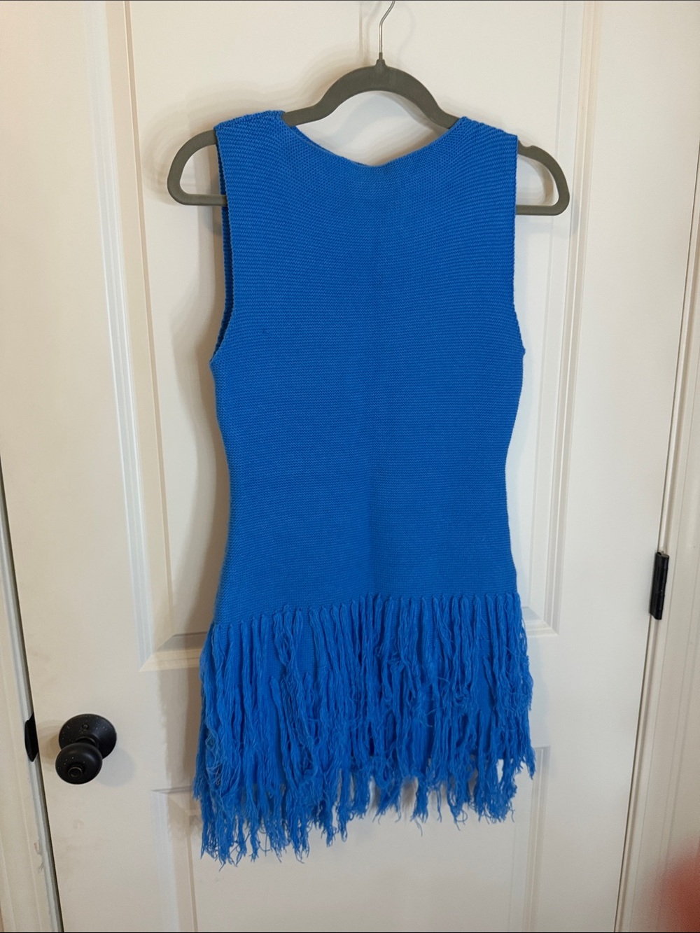 Missguided Electric Blue Knit Fringe Mini Dress